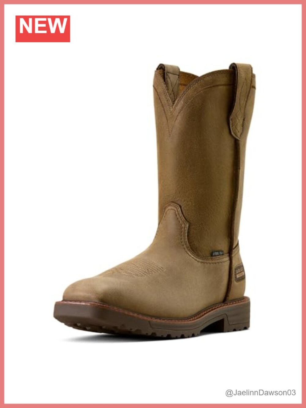 Steel Toe Work Boots Pull-On Square Toe ATS Support Slip Resistant